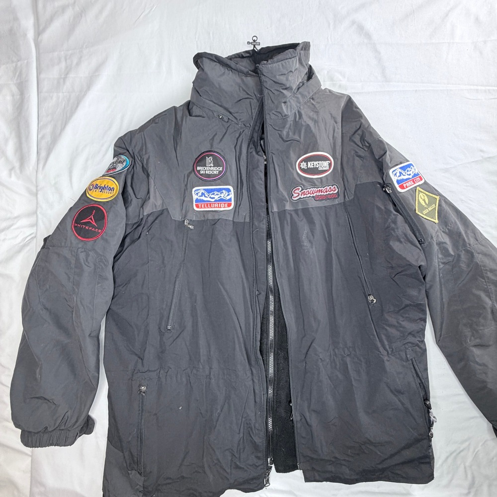 North End All Climate Wear Ski Jacket Men's XXL Gray Multi-Patch Souvenir
